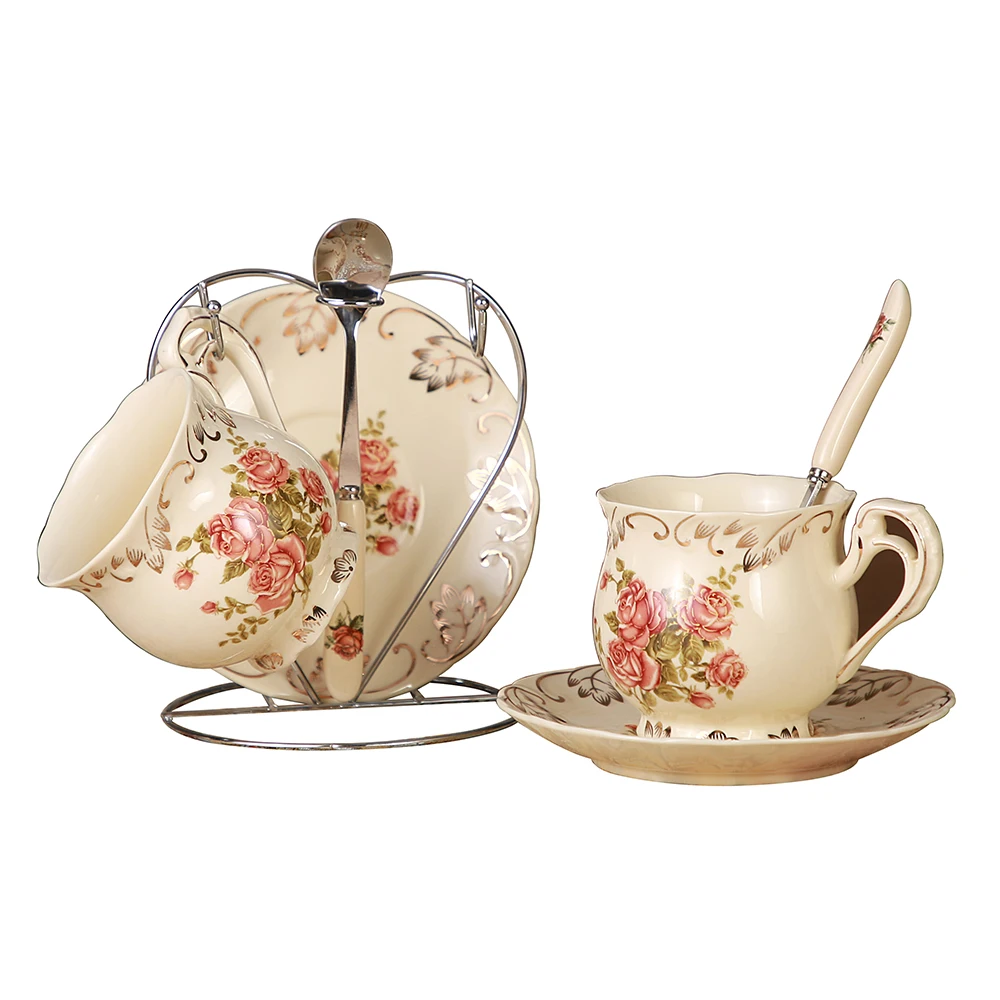 7 pcs delicate china coffee cup set, european vintage tea cup, tea