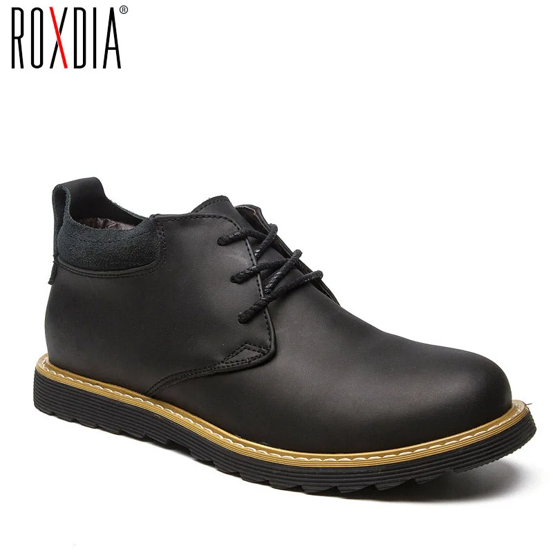 ROXDIA/модные кожаные осенние мужские ботинки; теплые зимние мужские Ботильоны; Водонепроницаемая Мужская обувь; размеры 39-44; RXM058