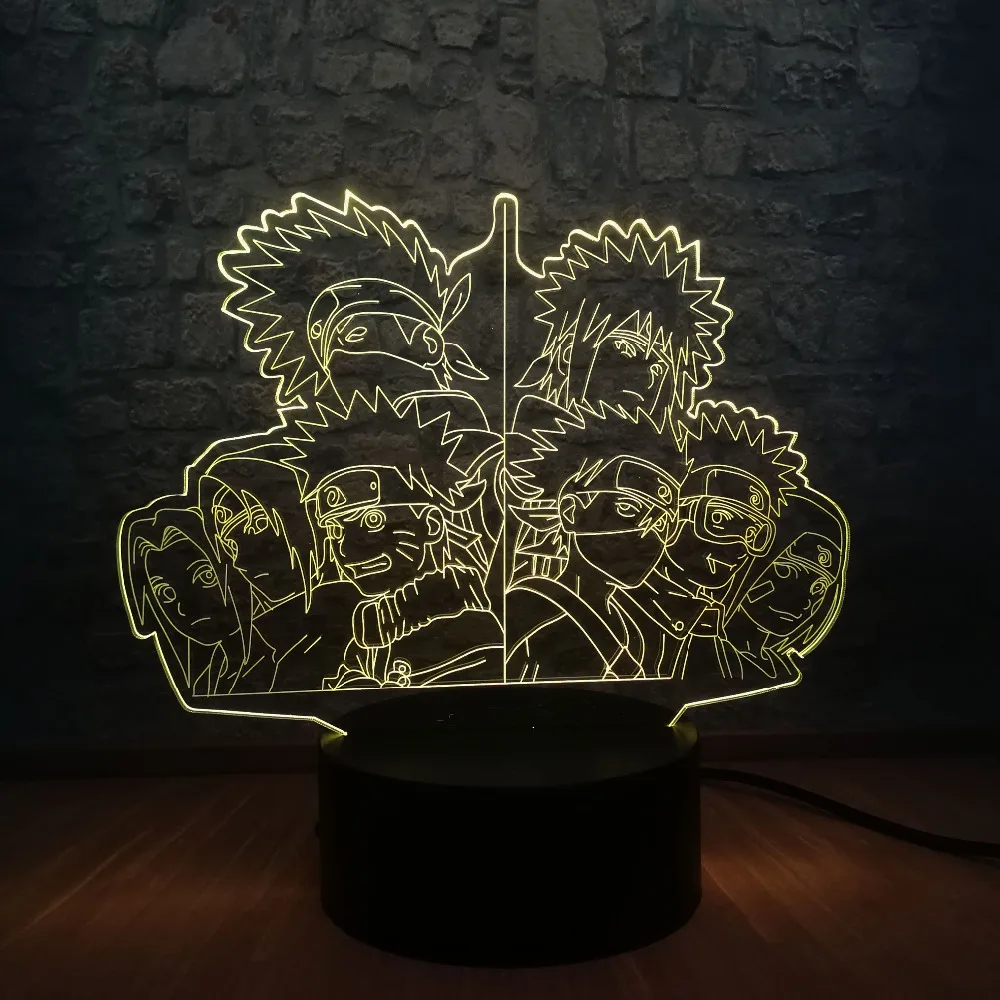 

Anime Naruto Family 3D LED Lamp Kakashi Uzumaki Sasuke USB Charge Sleep Night Light Teen Room Decorative Kid Birthday Xmas Gift