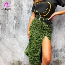 Green Leopard Irregular Skirt Streetwear Women Clothes 2019 Vintage Leopard Print Long Skirts Side Split Women Autumn Midi Skirt Green Leopard Irregular Skirt Streetwear Women Clothes 2019 Vintage Leopard Print Long Skirts Side Split Women Autumn Midi Skirt