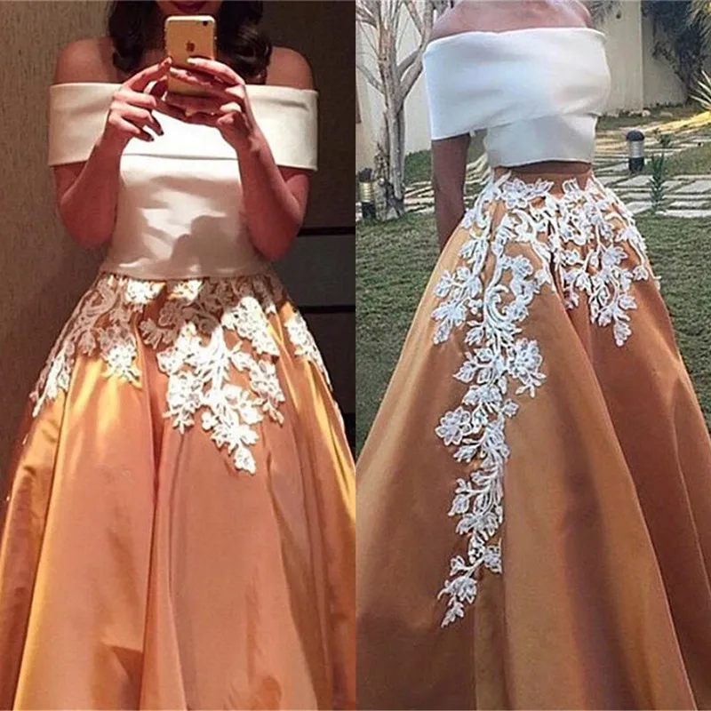 orange and white prom dresses