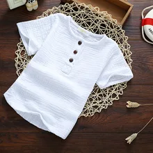 Linen 2018 Cotton Baby Boy Girl Summer Autumn T Shirts Toddler Comfortable Top Tee Children Clothing Kids Button 80-130cm Height