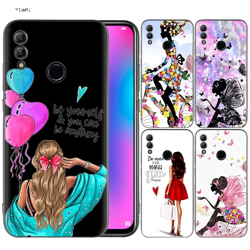

Silicone Cover Case for Huawei Honor 10 9 Lite 8X 8C 8A Y6 Y7 Y9 7A Pro Prime 7C 2018 2019 V20 Bicycle and Beauty Girl