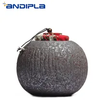 Черный дзен японский стиль винтаж грубая керамика чай Caddy керамический чай Caddy домашний чайный контейнер герметичная банка для хранения бутылки Декор