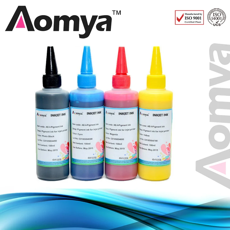 Aomya 4 Colors Ink Refill Kits 4X100ml Bulk Ink for Canon all series Pigment Based Waterproof & CISS B C M Y