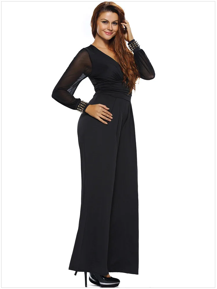 TUHAO, офисные широкие элегантные комбинезоны, черные длинные сетчатые рукава размера плюс 3XL, Комбинезоны для женщин, комбинезон, женская одежда DLM