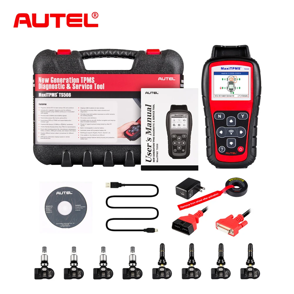 Autel TS508K Премиум TPMS Сервис Инструмент активировать датчик давления в шинах программа ECU с 315 МГц и 433 МГц Программируемый датчик s