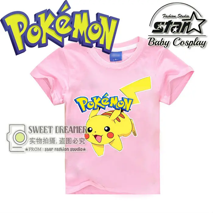 4 11T Summer Cartoon Children Top Pokemon T shirts Pikachu Charmander font b Kids b font