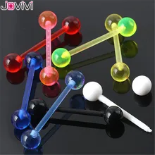 Jovivi 14g 10 Pieces Mixed Color Flexible UV Acrylic Straight Barbells Tongue Nipple Rings Retainer Body Piercing Jewelry