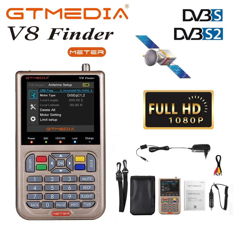 V8 Finder Meter SatFinder Цифровой спутниковый Finder DVB S/S2/S2X HD 1080P приемник ТВ сигнала спутниковый декодер определение местоположения