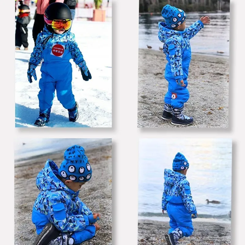 Детские зимние комбинезоны; ветронепроницаемые водонепроницаемые комбинезоны для мальчиков и девочек; зимние теплые комплекты детской одежды для катания на лыжах; Детский комбинезон; От 1 до 3 лет