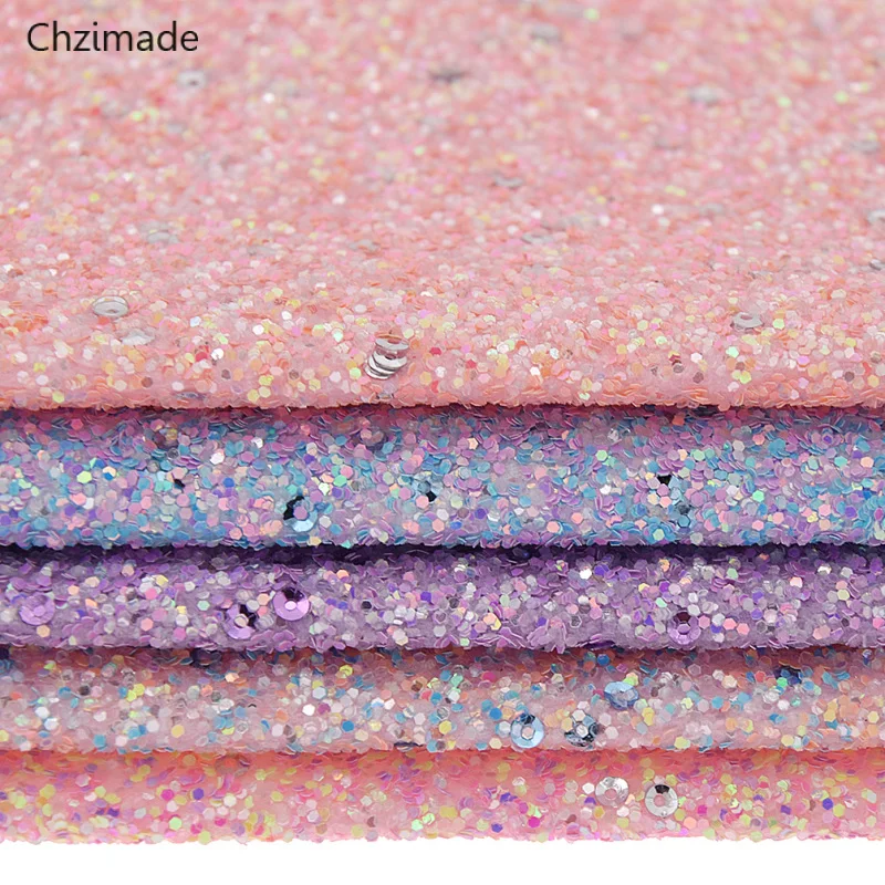 

Chzimade Half Yard Chunky Glitter Faux Leather For Handmade Bows Craft Sewing DIY Materials