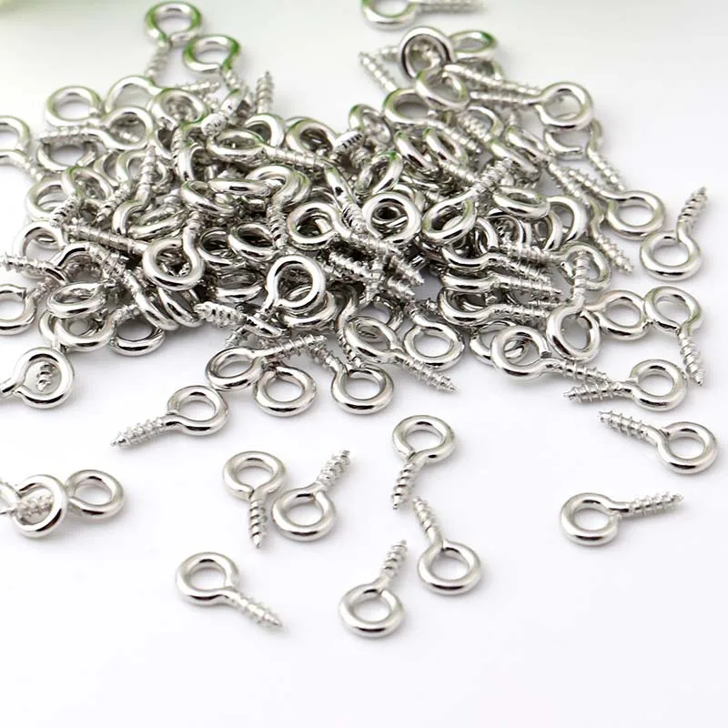100PC/Pack Silver Mini Eye Pins Eyepins Hooks Eyelets Screw DIY Jewelry Accessories Wood