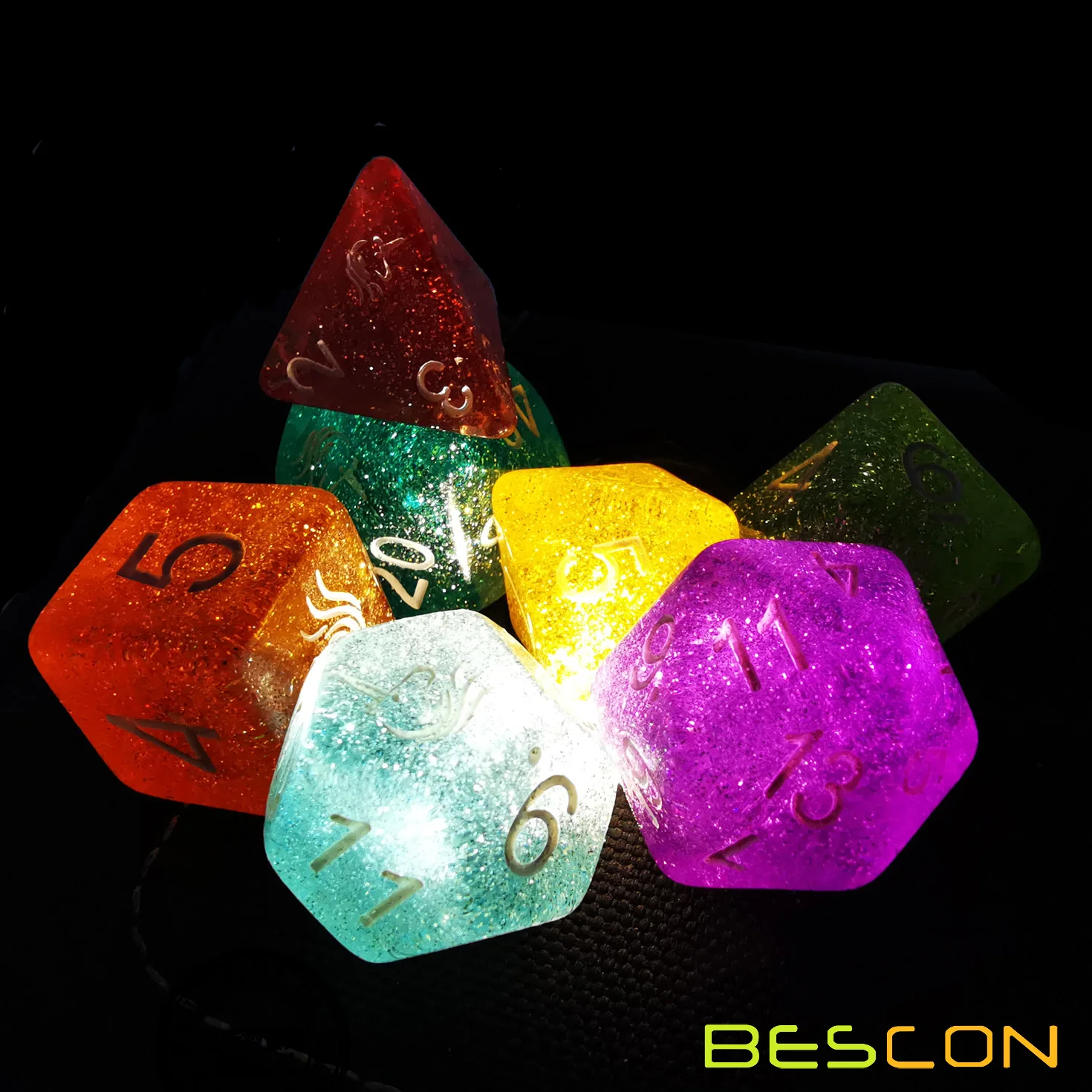 Bescon единороги радужные сверкающие многогранные D& D игральные кости Набор из 7 красочных ролевых игр игральные кости 7 шт. набор