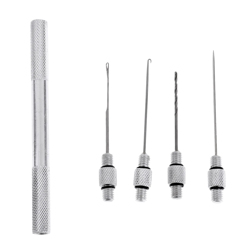 5-in-1 Aluminum Fish Tool Carp Fishing Rigging Bait Needle Drill Hook Accessories