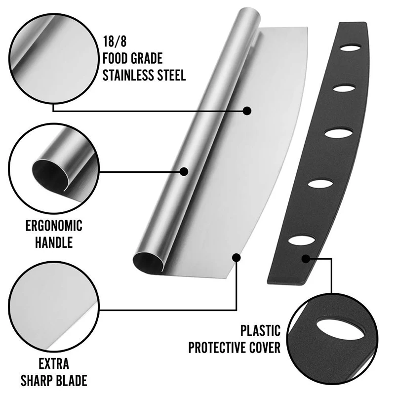 Stainless Steel Pizza Cutter Slicer & Knife Tools With Sheath Kitchen Gadget Pizza Accessories Oven Tools Sharp