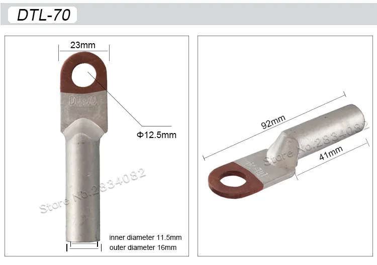 Кабель коннекторный обжим Тип медный алюминиевый контактная трубка DTL-10 DTL-16 DTL-25 DTL-35 DTL-50 DTL-70 95 120 Стандартный B