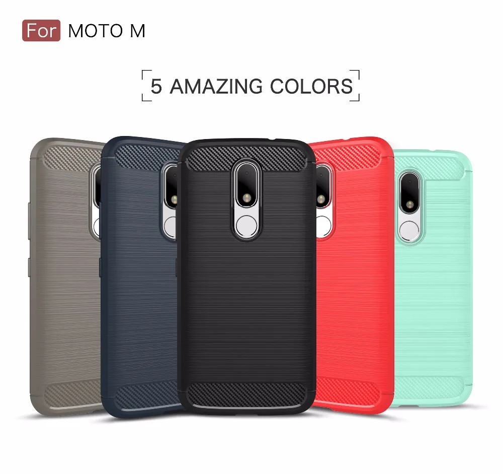 For Motorola Moto M Case Carbon Fiber TPU Brushed Phone Skin Back Cover Protector for XT1662 Capa Coque Funda |