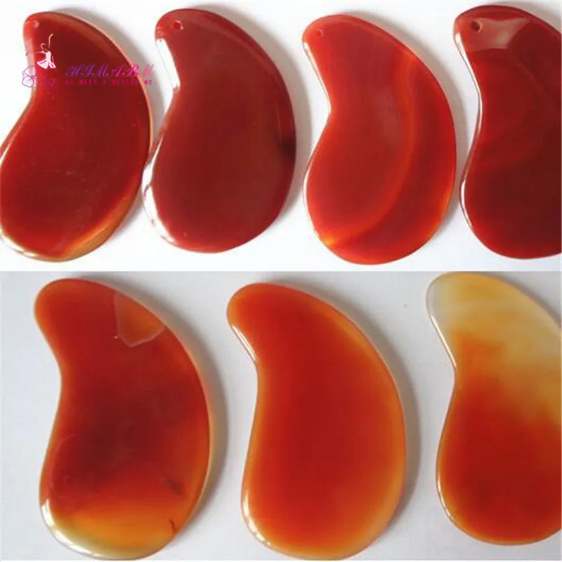 1 Pcs 100% natural red drilled Agate Guasha massage tool facial treatment scraping health care 1 Pcs 100% natural red drilled Agate Guasha massage tool facial treatment scraping health care