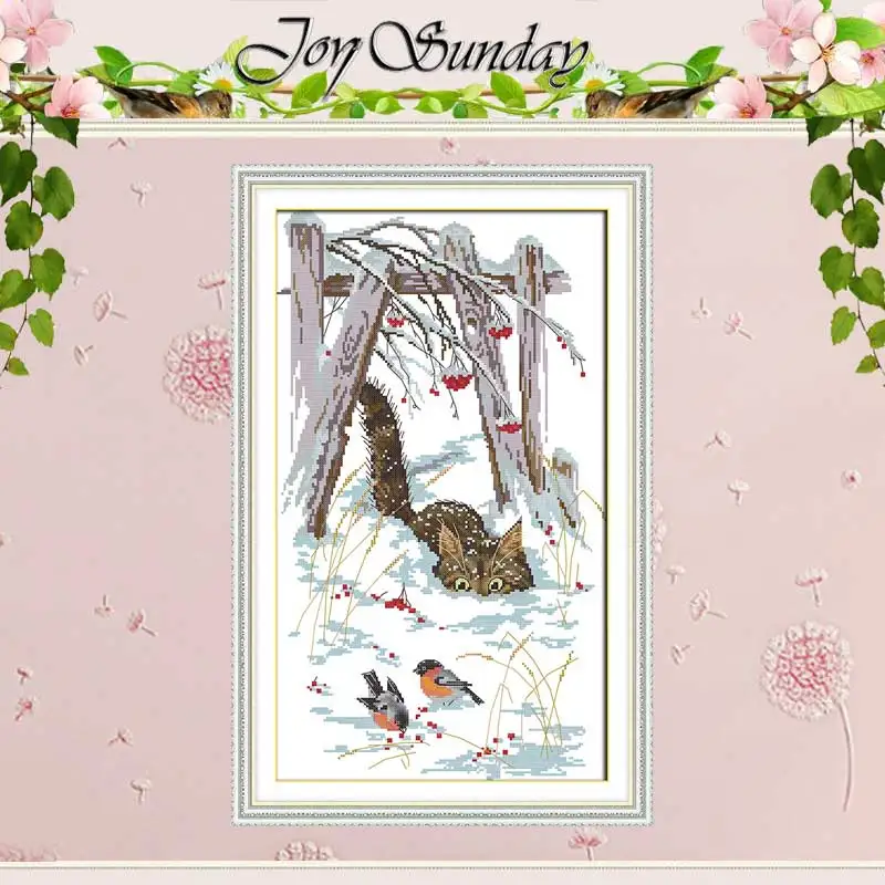 

Snow kitten patterns counted Cross Stitch 11CT 14CT Cross Stitch Set Wholesale DIY Cross-stitch Kit Embroidery Needlework