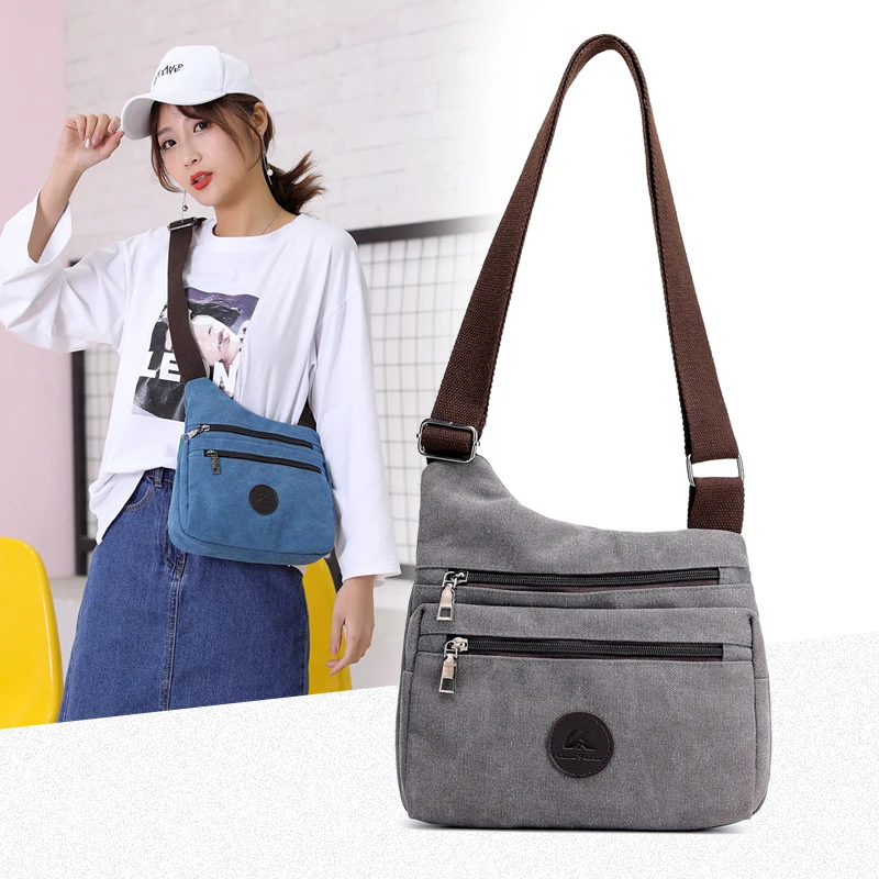 

SUNNY SHOP Women Messenger Bags Canvas Shoulder Bag Handbags Ladies Casual Handbag Light Weight Small Crossbody Bag Leisure