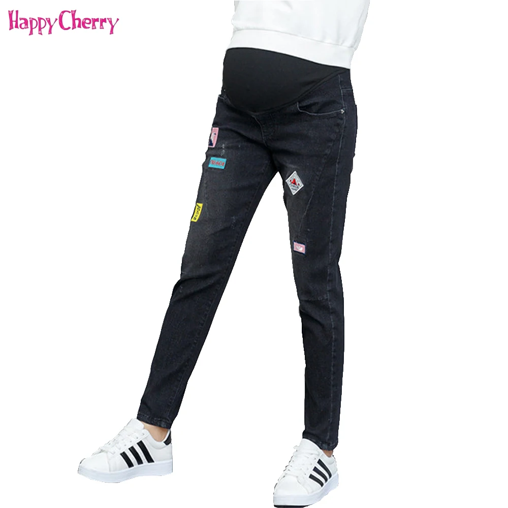 

Happy Cherry 2018 Maternity Jeans For Pregnant Women Elastic Waist Stretchy Nursing Trousers Cotton Pants Clothes For Pregnancy