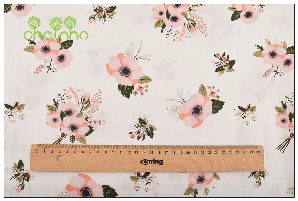 Chainho, саржевая хлопковая ткань с принтом, Теплый розовый цветочный узор для шитья/ткани для ребенка и ребенка/простыня, материал подушки, полуметр