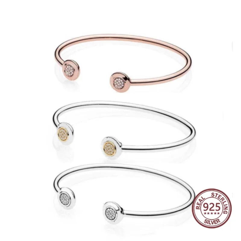 

Open Women BANGLE Multicolor Genuine S925 Silver Original Copy BRACELET Has Logo & Two-Tone Signature Fashion Jewelry