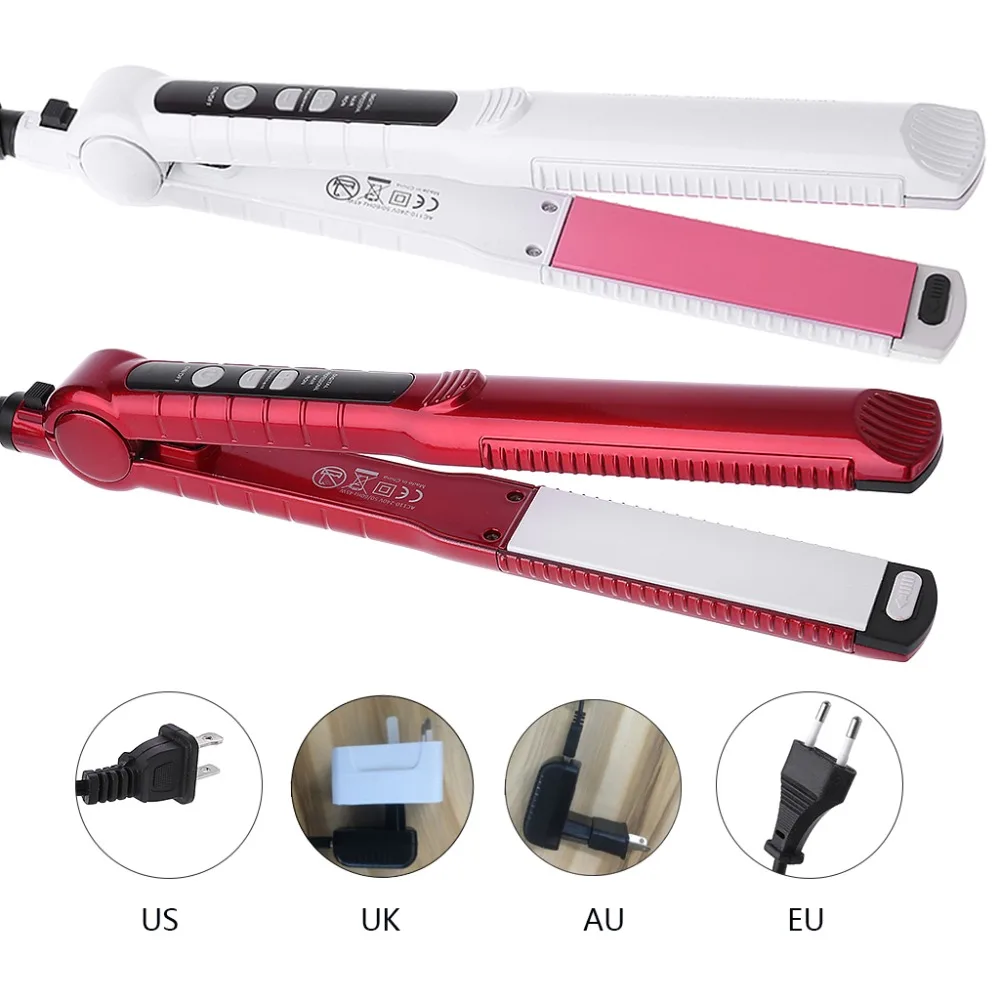 

360-Degree Rotatable Hair Straightener Curler 2 In 1 Ceramic Interchangeable PTC Heater Curling Iron 100-240V EU/UK/US/AU Plug