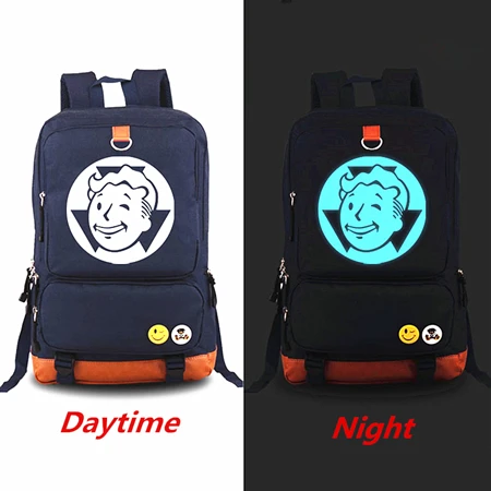 Navy blue 1 Новые поступления Fallout 4 Светящийся рюкзак Mochila рюкзак модные рюкзаки для ноутбука Студенческая школьная сумка большая вместительность дорожные сумки - Цвет: Navy blue 1