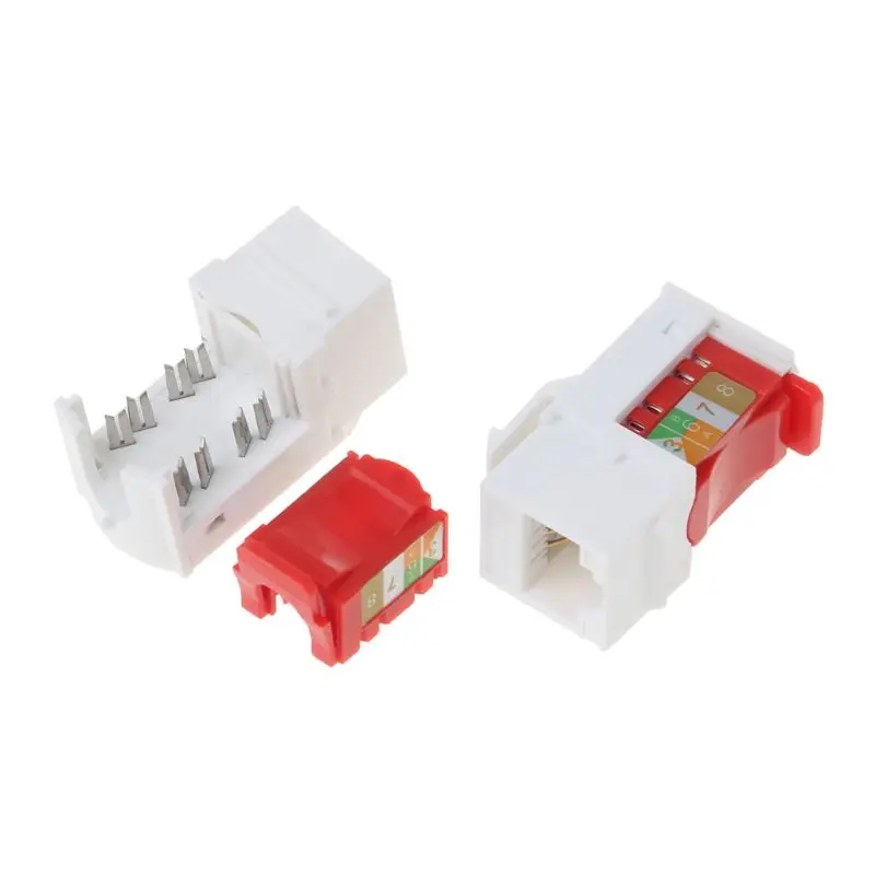 2Pcs CAT6 Network Module Information Socket RJ45 Connector Adapter Keystone Jacks Modules Tool-free Connection