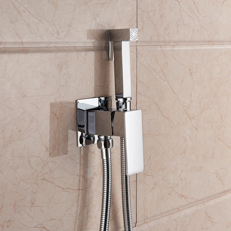 Solid Brass Square Shower Sprayer Head Tap Bidet In 4 Colors