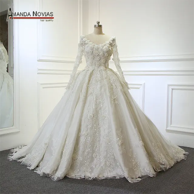 Aliexpress Luxury Shinny Flowers Wedding Dress Back Lace Luxury Shinny Flowers Wedding Dress Back Lace Up Real Work From Amanda Novias 2017