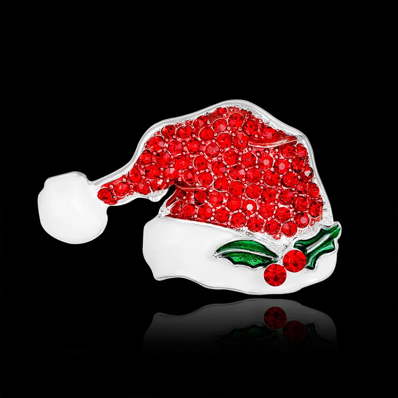 

MayJin 2017 Christmas hat Valentines Gifts Rhinestone Crystal Brooch Pins Bridal Wedding Collar Lapel Pin Party Jewelry