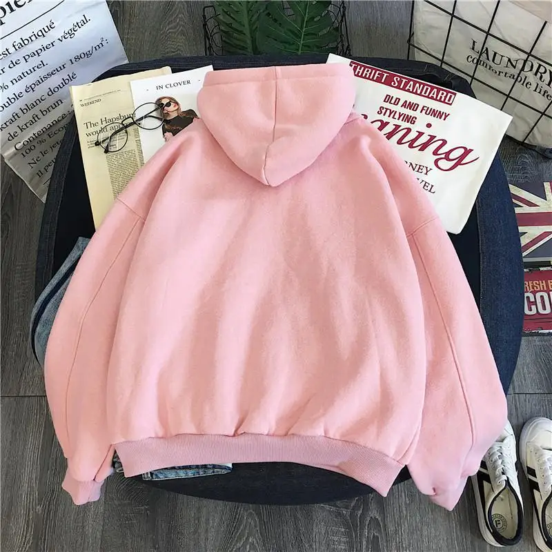 Inverno Roupas Femininas Manga Comprida Impressão Carta Harajuku Blackpink Hoodies Moletom Moda Bolso Senhora Pulôver Feminino 4 Agasalhos e Moletons