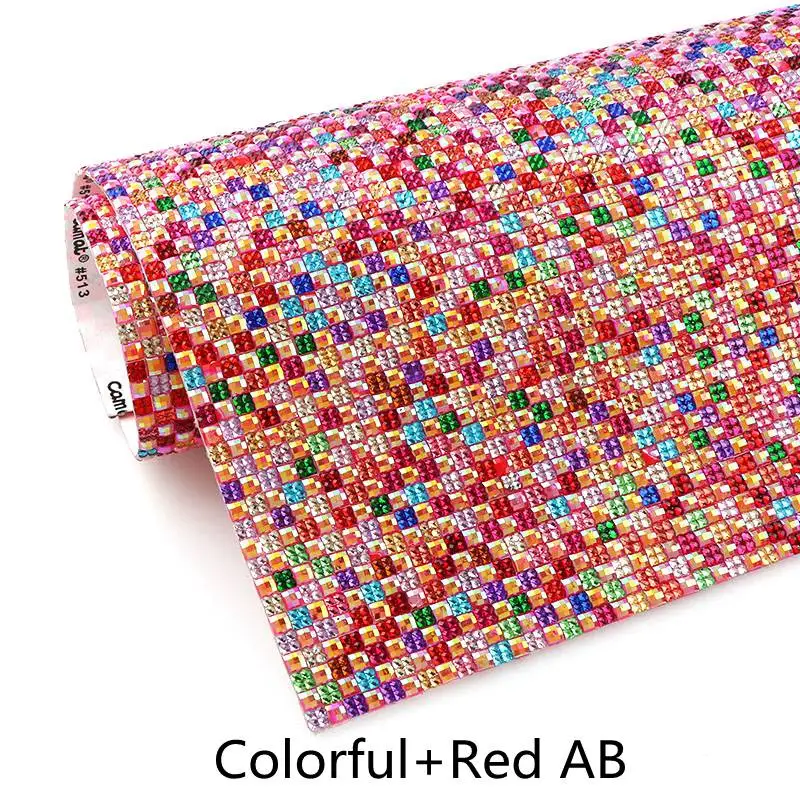 1 шт., 24x40 см, квадратные блестящие разноцветные стразы из смолы, самоклеющиеся сетчатый страз, аппликация для украшения платья - Цвет: 6