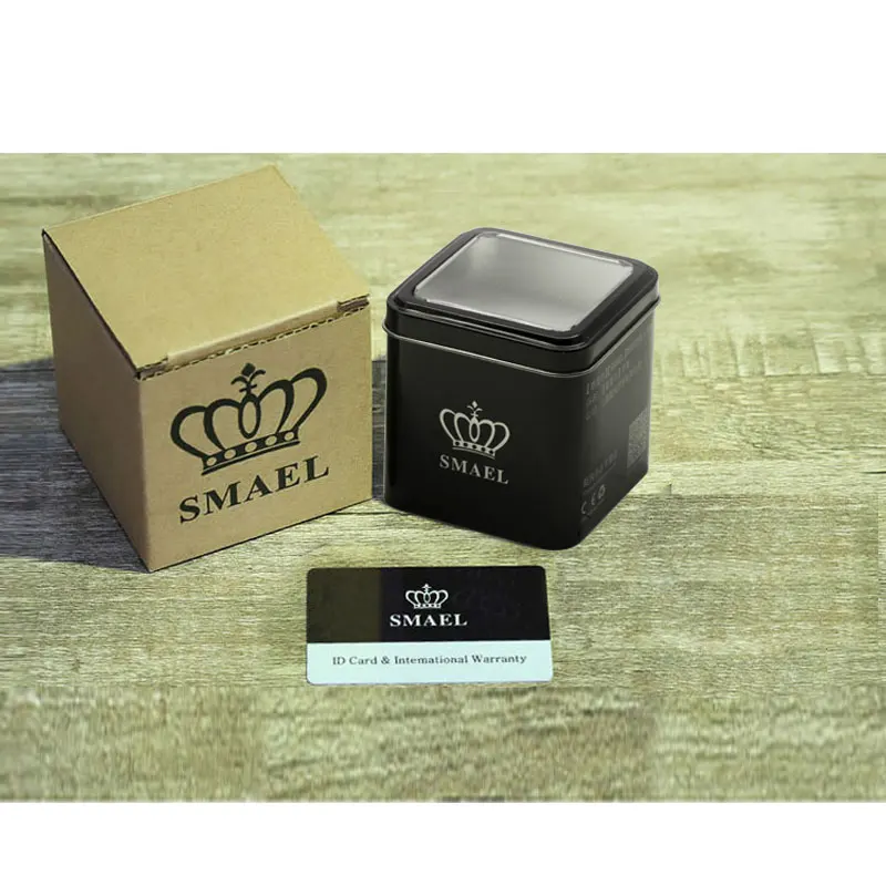 

SMAEL Original Gift Boxfor Sport Watches Mental Box Men Watch Accessory LED Digital Protection Sqaure for