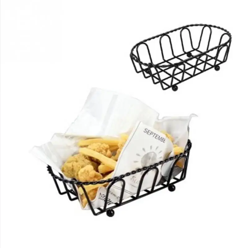 

Tableware Wrought Iron Snack Basket Western Restaurant French Fries Chicken Wings Fried Basket Bread Plate Basket