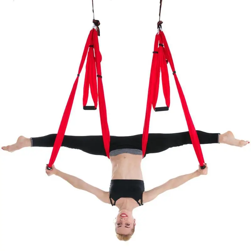 

Red Anti-Gravity Yoga Hammock High Strength Parachute Fabric Inversion Therapy Flying Traction Yoga Gym Hanging Swing