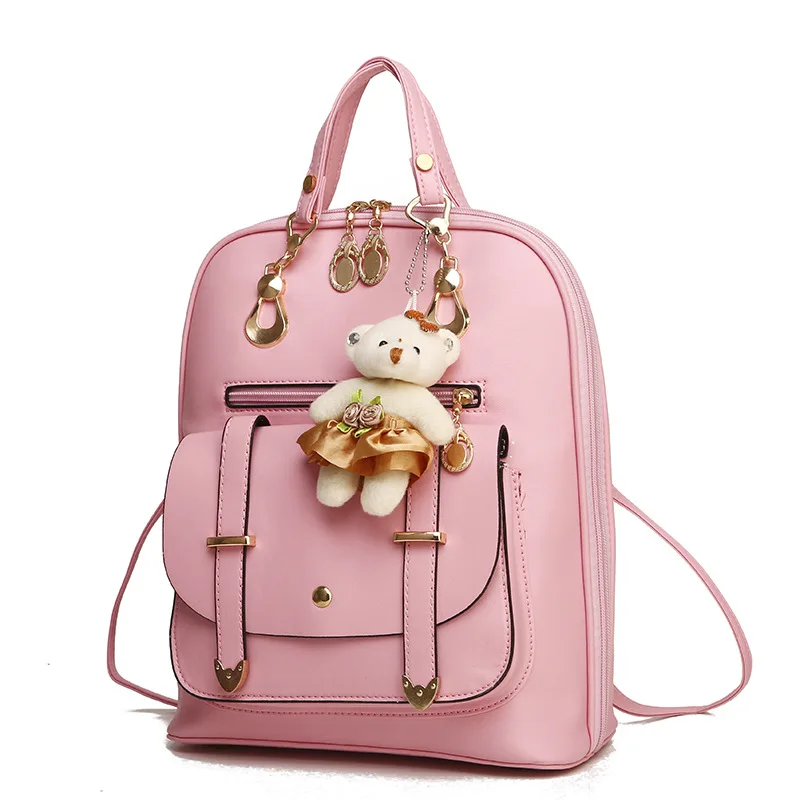 

2019 High Quality Leather Backpack For Women Small Fresh Designer Fashion Cute Teenagers Girls Leisure School Bag Candy Colors