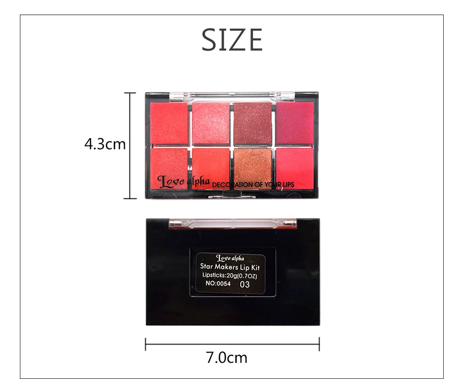 LOVE ALPHA Bright Lip Gloss Palette 8 Colors Diamond Metallic Glitter Metallic Liquid Lipstick Moisturizing Matte Lips Makeup