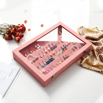 

Transparent Jewelry Makeup Organizer Stud Earring Earrings Classification Container Women Cosmetics Storage Box Desktop Holders
