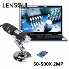 Lensoul практичная Электроника 5MP USB 8 светодиодный цифровой камера микроскоп Эндоскоп лупа 50X~ 500X увеличение мера