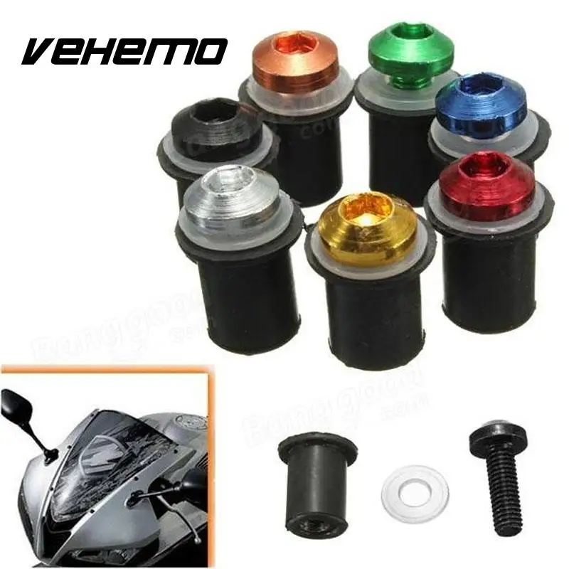 

Vehemo 10x Windscreen Bolts Kit Motorcycle Windshield Screw Mounting Nuts Aluminum