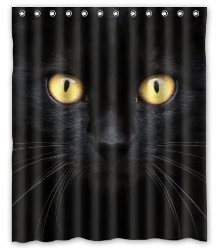 

CHARMHOME Cutom The Black Cat in the Dark Waterproof Polyester Shower Curtain Fabric Bath Curtain Bathroom Product With 12 Hooks