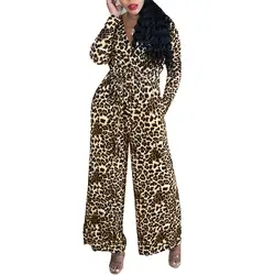 Bambooboy осень 2018 г. модные женские туфли Комбинезоны для женщин пикантные леопардовым принтом комбинезоны с разрезом под горло ZL1117
