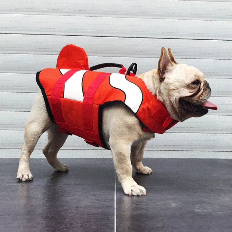 Summer Puppy Swimsuit Pet Dog Clothes for Small Medium Large Dogs Pets Clothing French Bulldog Cute Life Jacket Pug Swim Coat - Цвет: Clownfish