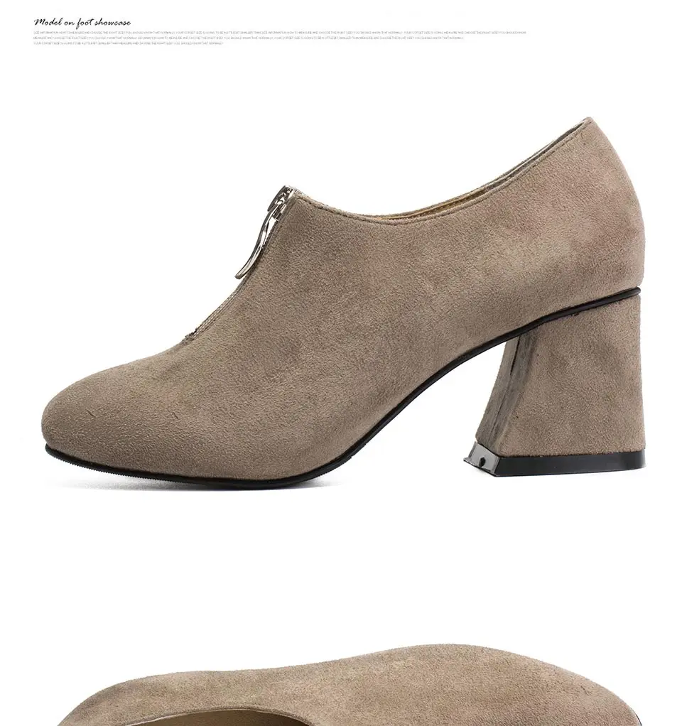 ROYYNA/Новинка; женские туфли-лодочки В Выдержанном стиле; официальная обувь из флока на молнии; Женская офисная обувь на квадратном каблуке; удобная обувь;