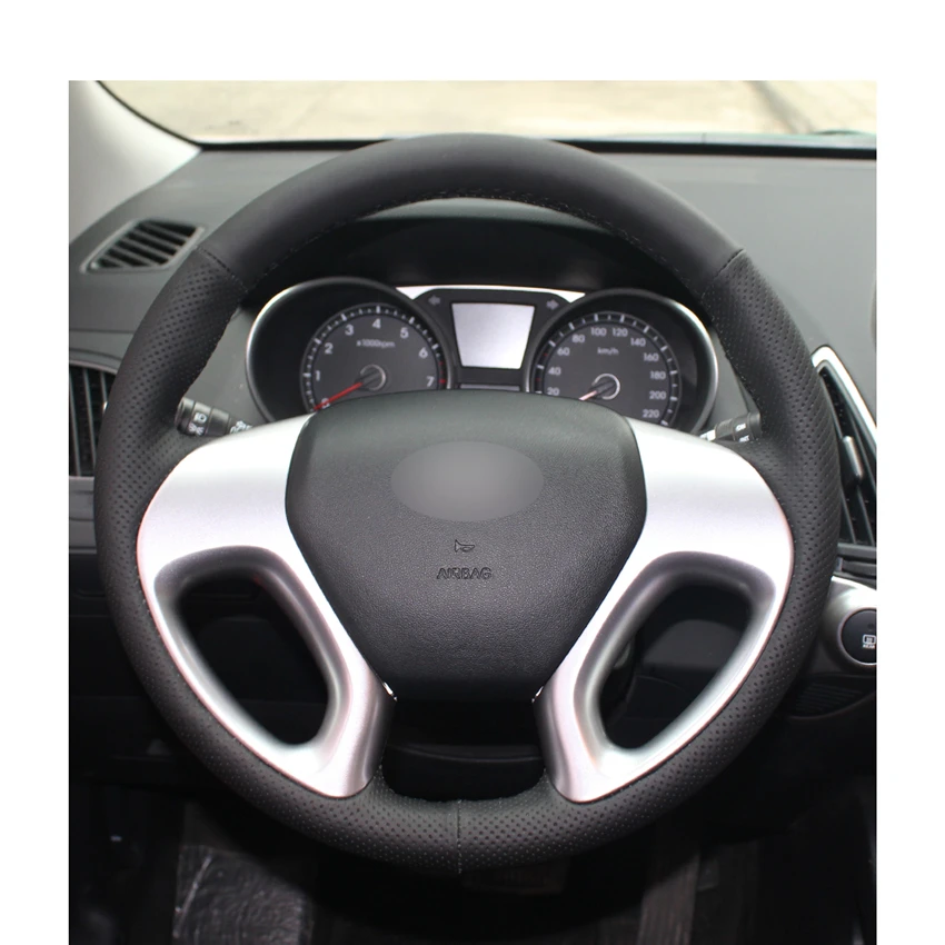 Черная искусственная кожа PU чехол рулевого колеса автомобиля для hyundai ix35 2011- Tucson 2 2010 2011 2012 2013