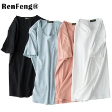 Летняя простая футболка из бамбукового хлопка, дышащая мужская одежда, белый синий спортивный костюм, нижнее белье для мужчин размера плюс